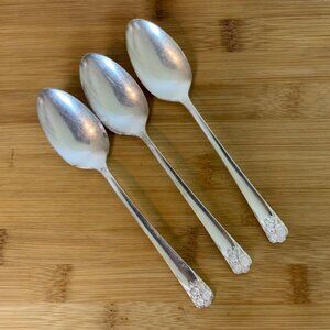 Rogers & Son IS April Silverplate 3 Teaspoons Vintage Flatware Replacement 50s